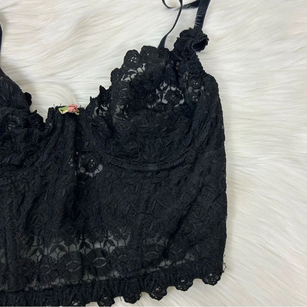 Vintage Victoria’s Secret Black Lace Bustier Bralette Bra Size 34C